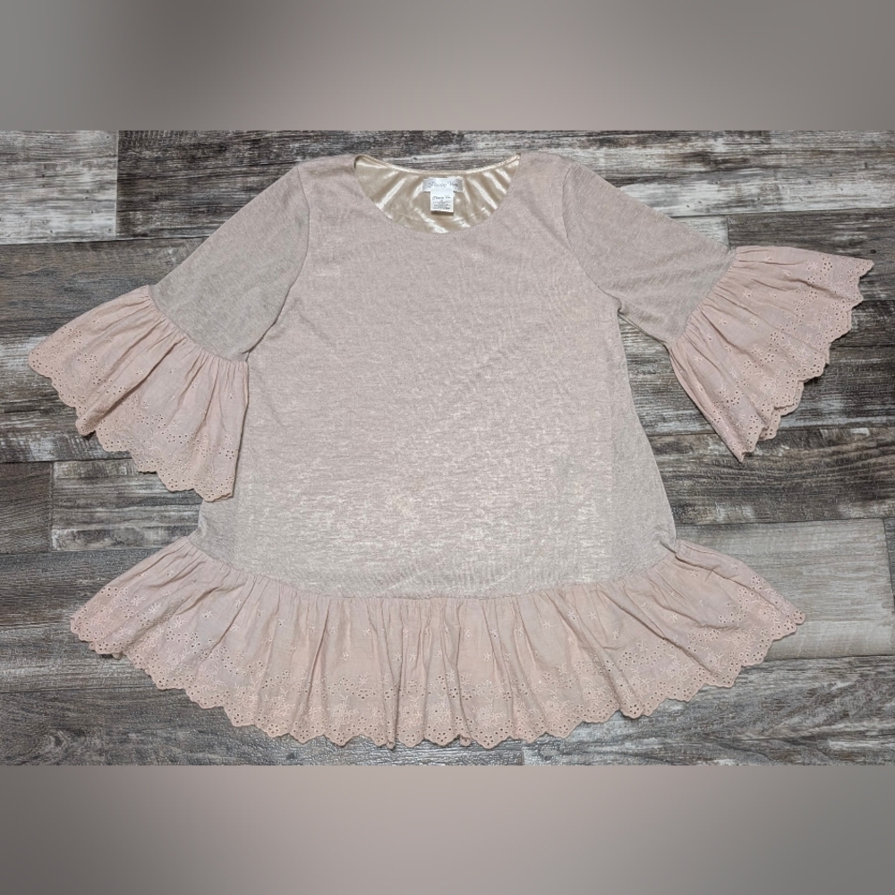 Paisley Vine Bell Sleeve Oversized Boutique Top